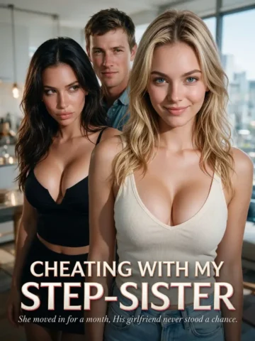 Poster for Cheating With My Step-Sister Candy Shorts, a taboo stepsister series on Candy AI