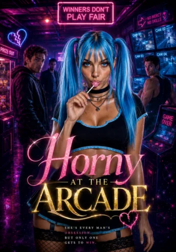 Horny at the Arcade Candy Shorts poster featuring Pixie Blu at a neon arcade