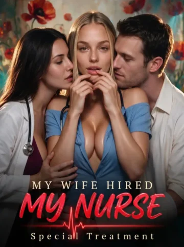 My Wife Hired My Nurse Candy Shorts poster with nurse Mila Nowak at the front door in her blue uniform