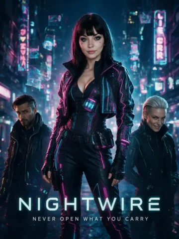 NightWire Candy Shorts poster featuring memory smuggler Olivia Carter