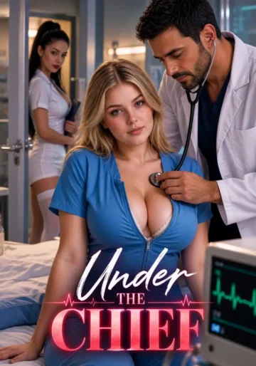 Under the Chief Candy Shorts poster with Harriet Seagrave in a hospital on-call room